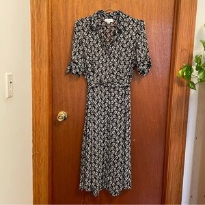 Calvin Klein Black and White Floral Midi Dress